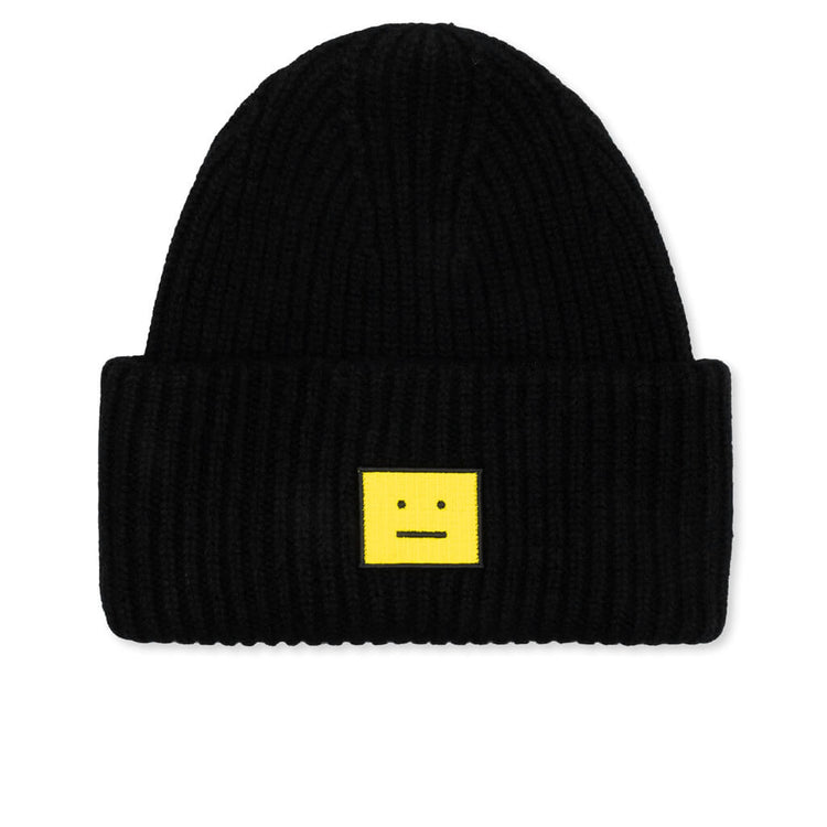 Acne Studios Yellow Beanie Acne Studios Yellow Small Face Logo Beanie Acne Studios main image 4
