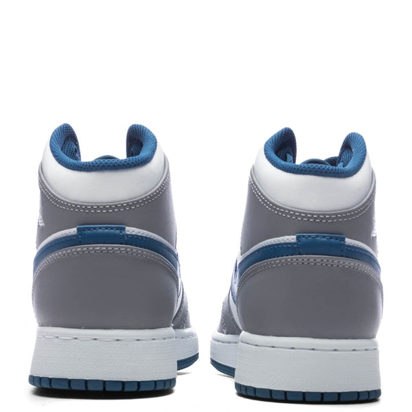 Air Jordan 1 Mid (GS) - Cement Grey/White/True Blue – Feature
