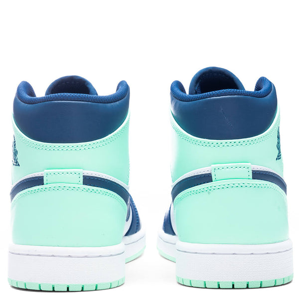 Nike Air Jordan 1 Mid Mystic Navy Blue Mint Foam Shoes 554724-413