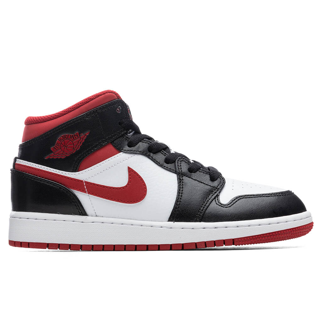 Air Jordan 1 Mid (GS) - White/Gym Red/Black – Feature