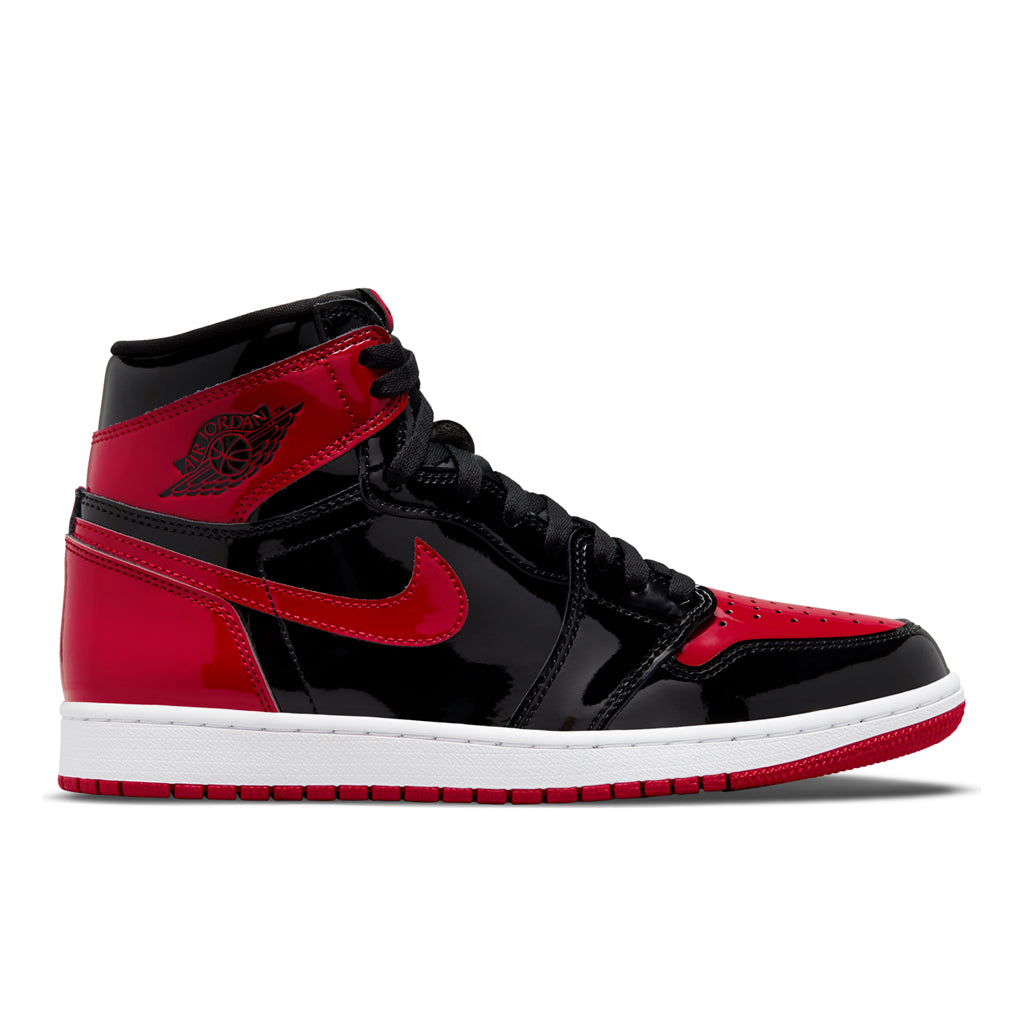 Air 1 Retro High OG (GS) 'Patent Bred' - Black/Varsity Red/White – Feature