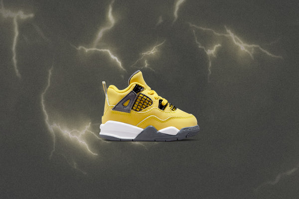  Nike Toddler Air Jordan 4 Retro Td Lightning 2021, Tour  Yellow/Dark Blue Grey, 4C