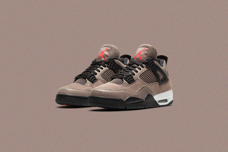Jordan Taupe Suede Retro Sneakers with Black and Red Accents Jordan 4 Retro Mid Taupe Haze for Sale - Authenticity  main image 4