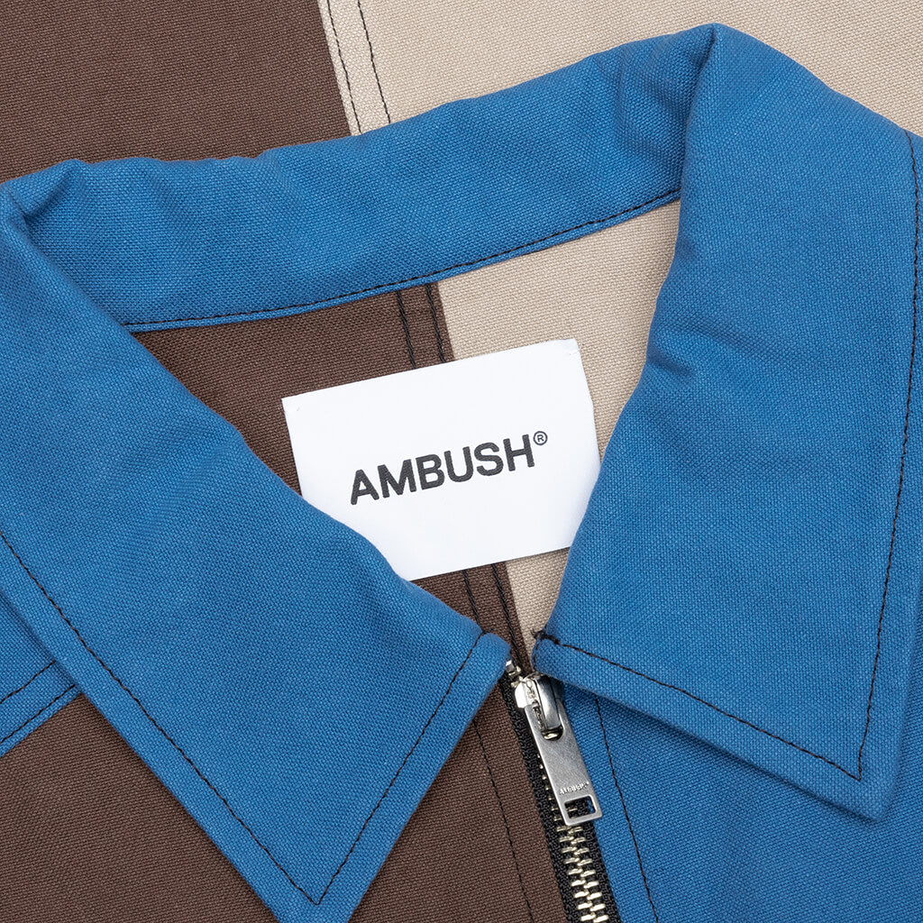 Panelled Worker Jacket - Brown – Feature