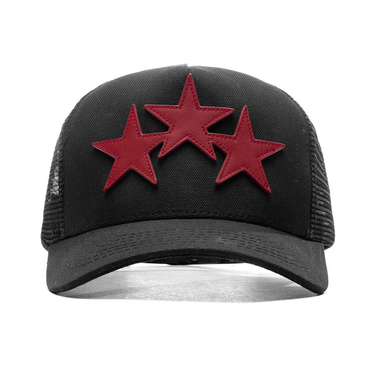 3 Star Trucker Hat - Black/Red – Feature