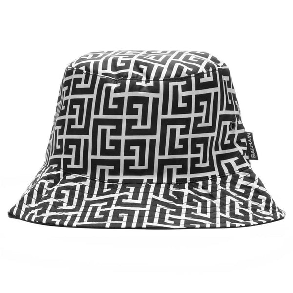 Balmain Black & Off-White Monogram Bucket Hat Balmain