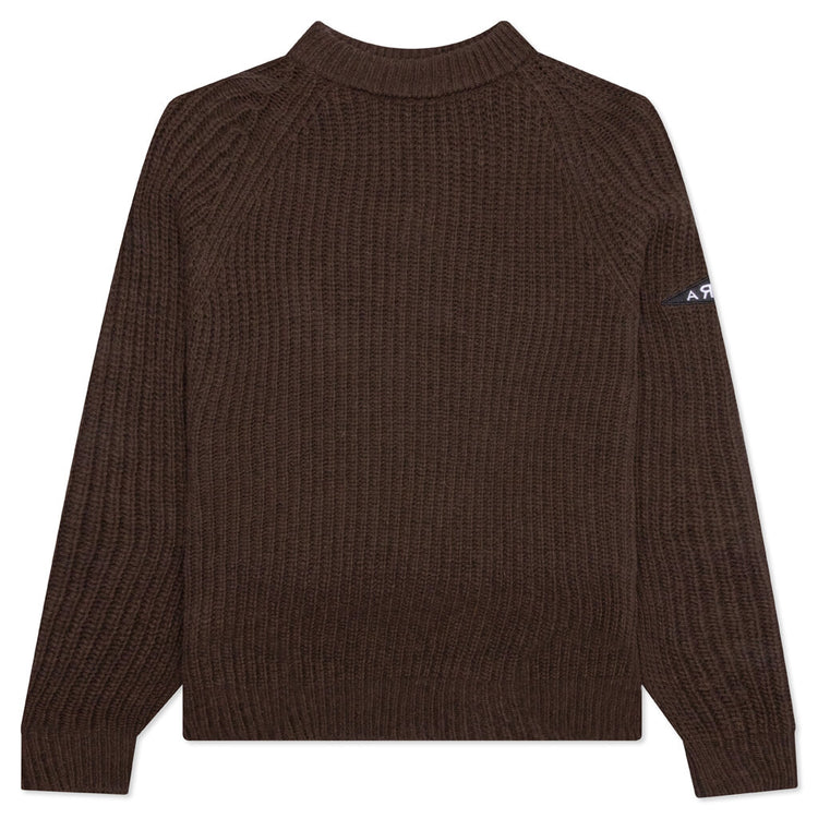 Mirrored Flag Logo Knitted Pullover - Chocolate – Feature