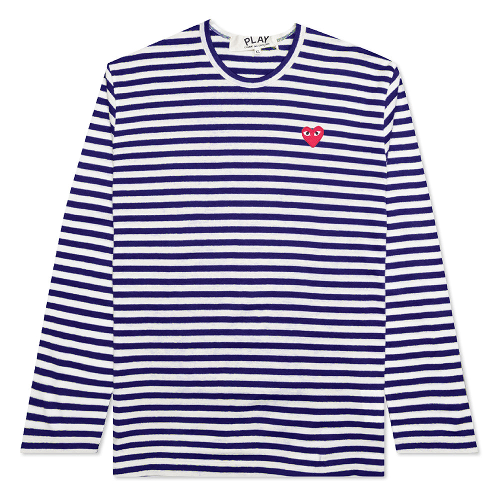 Striped Big Heart L/S T-Shirt - Blue/White – Feature