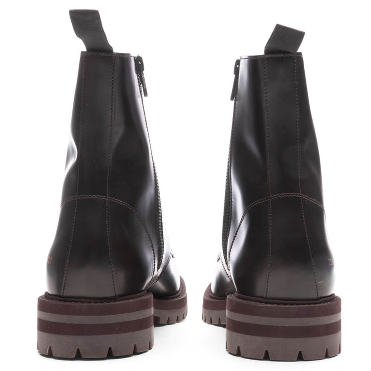 Common Projects Dark Brown Leather Lace-Up Boots Shop Common Projects Lace-Up Combat Boots on Sale at  main image 4