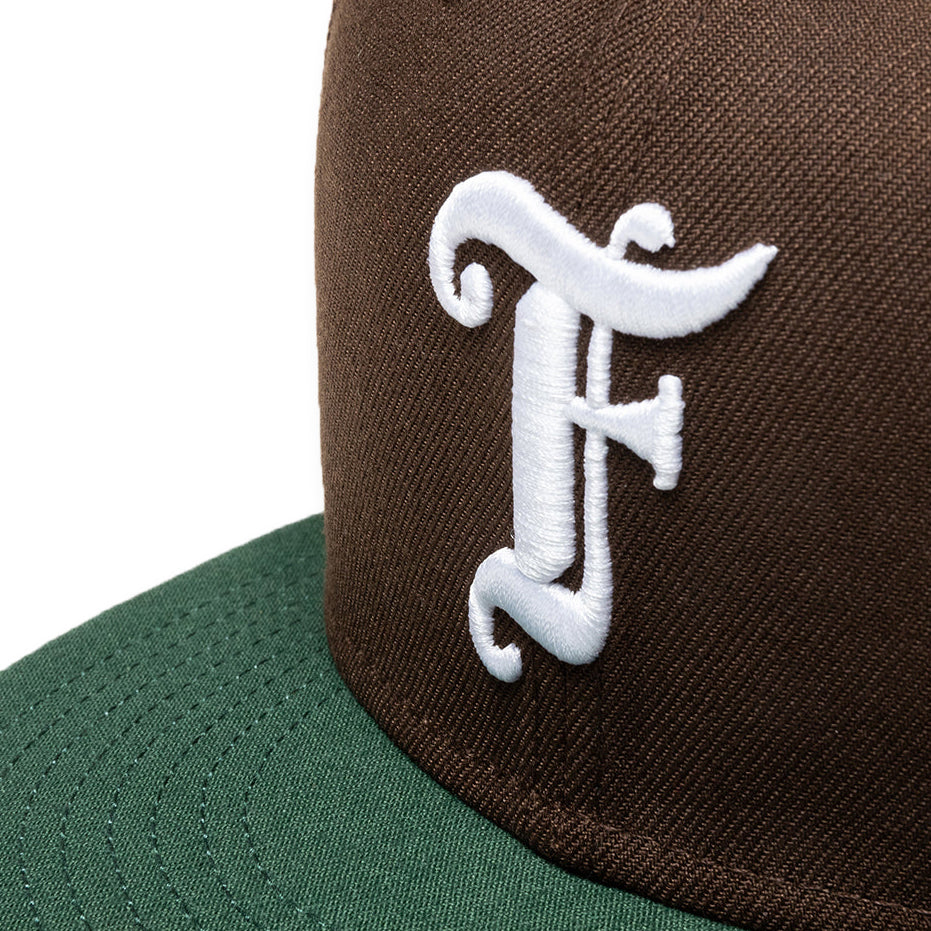Feature x New Era Old English F Snapback Hat w/ Pin - Walnut/Cilantro