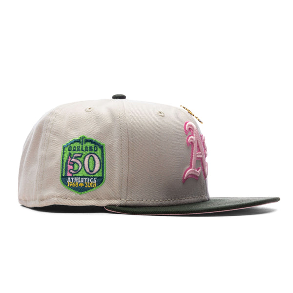 Oakland Athletics 50th Anniversary New Era 59FIFTY Fitted Hat (Black Green Under BRIM) 8