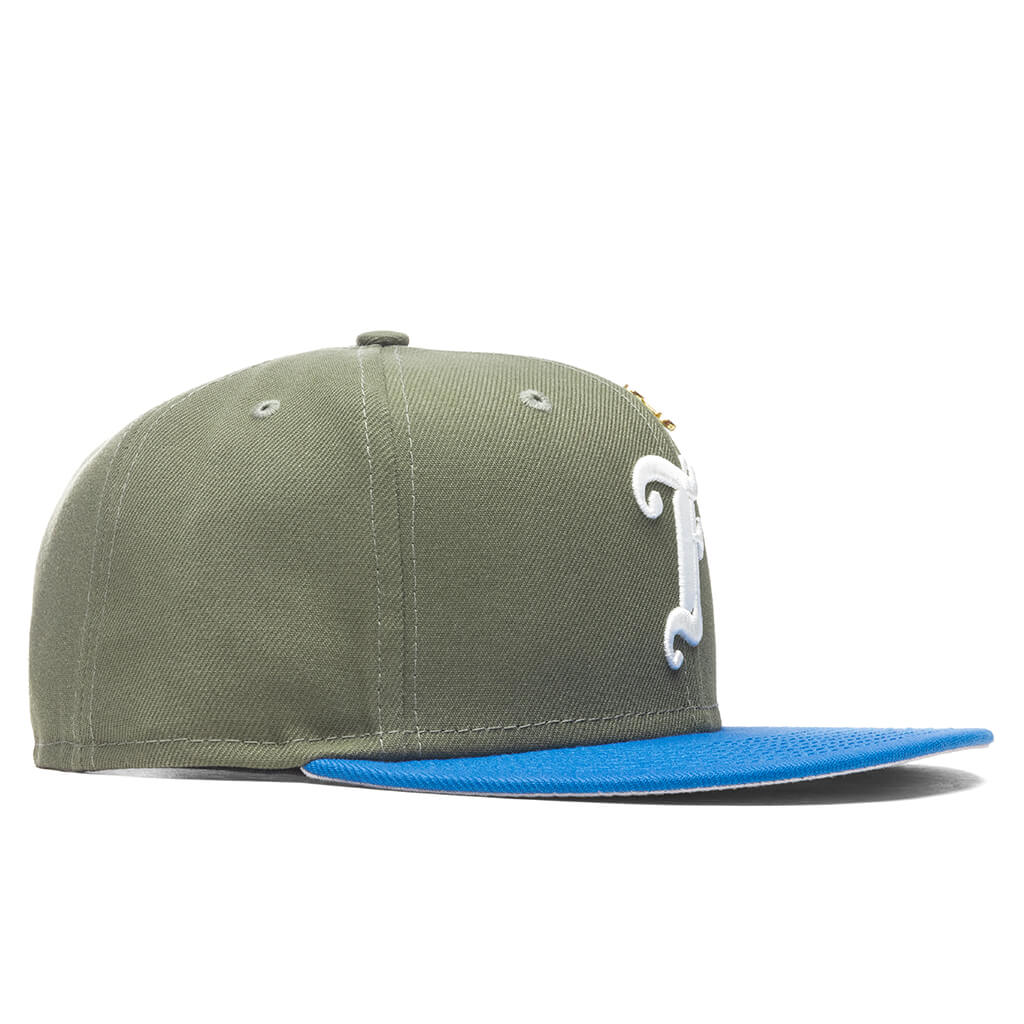 Feature x New Era Old English F Snapback Hat w/ Pin - Olive/Rainstorm