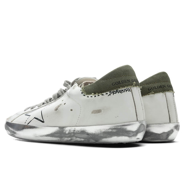 Golden Goose - Men's Ball Star in White Nappa Leather with Green Leather Star and Heel Tab, Man, Size: 44