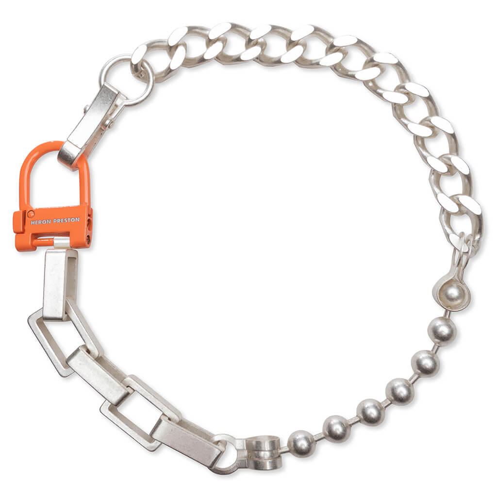 New Multichain Necklace - Silver/Orange – Feature