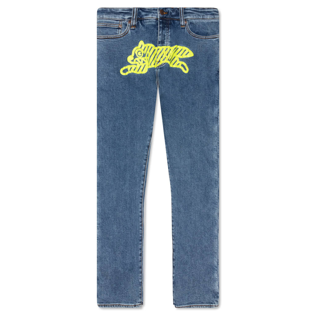 ICECREAM outlet NEON LIME JEAN - MEDIUM BLUE WASH