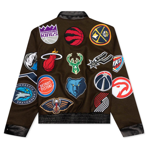 NBA Collage Wool & Leather Jacket Navy