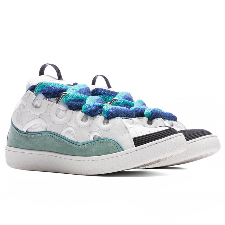 Lanvin White and Green Athletic Shoes Curb Sneakers - White/Green – Feature main image 3