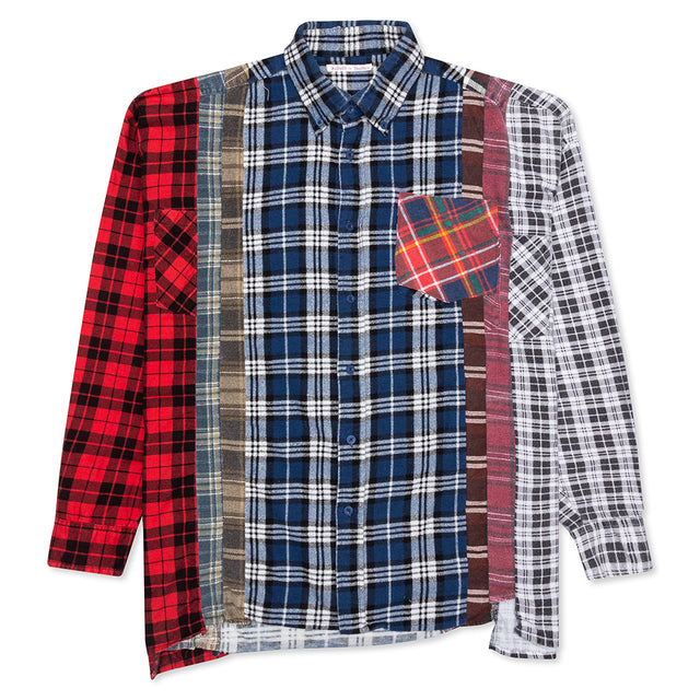 7 Cuts Wide Flannel Shirt - Red/Multi – Feature