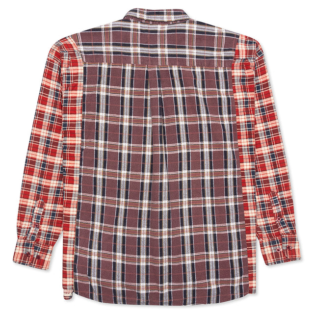 Ribbon Wide Flannel Shirt - Burgundy/Gold – Feature
