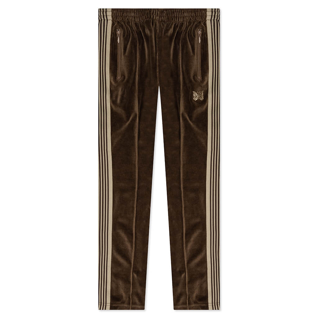 Velour Narrow Track Pant - Brown – Feature