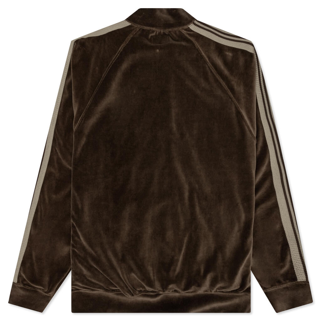 RIB COLLAR TRACK JACKET - C/PE VELOUR / STEEL BLU