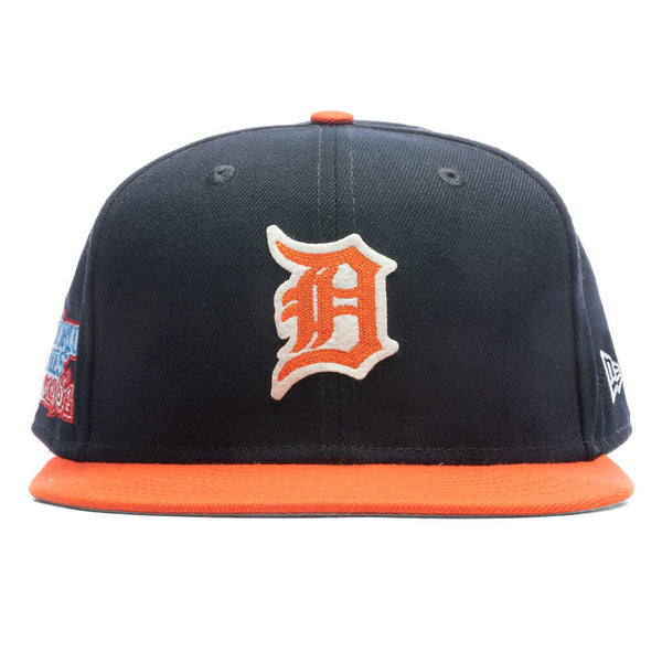 Detroit Tigers Fitted New Era 59Fifty Letterman Navy Orange Cap