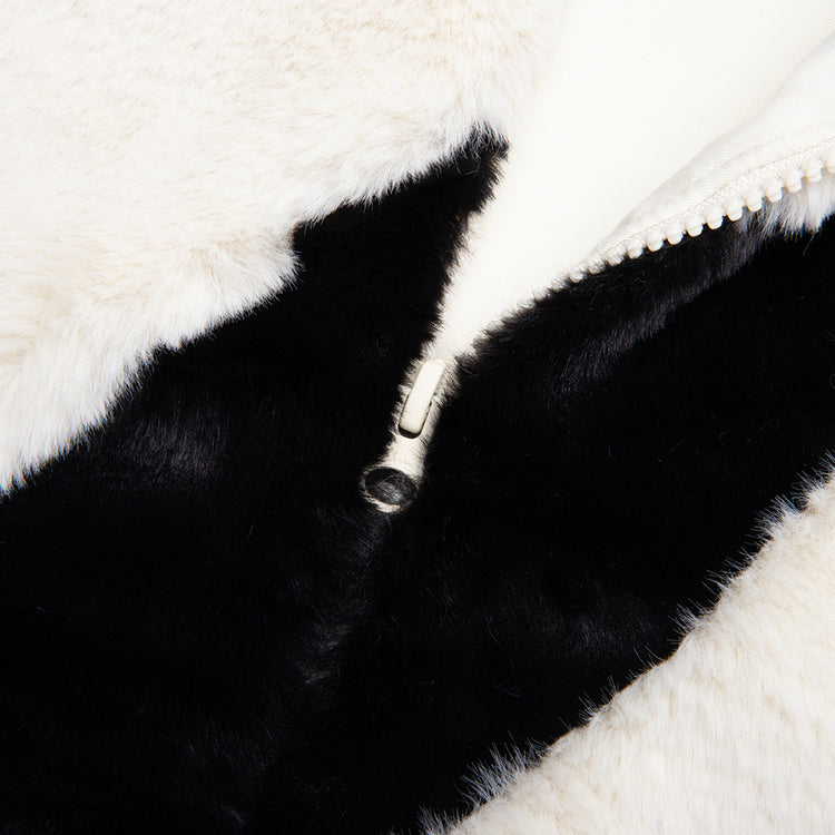 nsw plush faux fur jacket in black & fossil