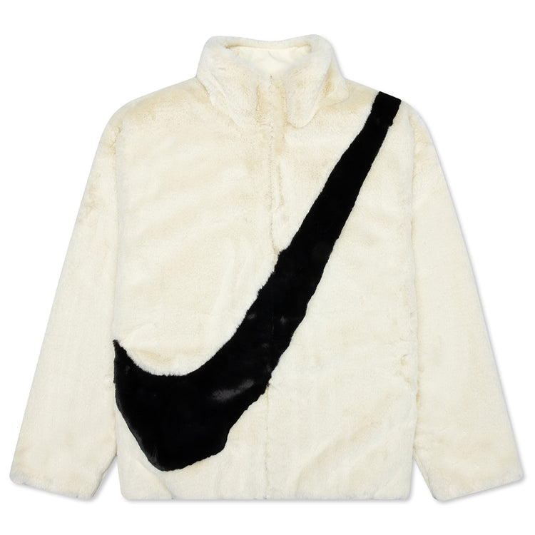 nsw plush faux fur jacket in fossil & black