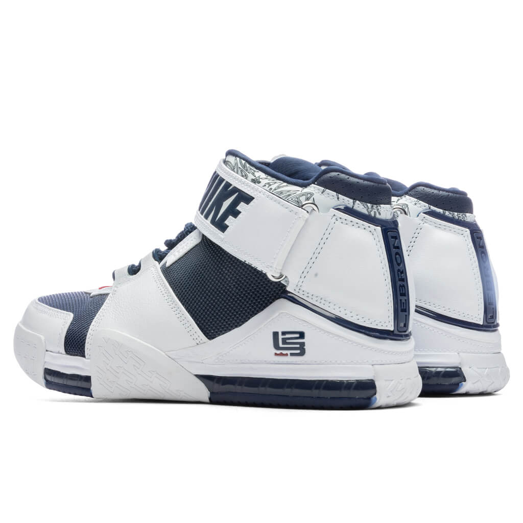 Zoom LeBron 2 - White/Midnight Navy/Varsity Crimson – Feature