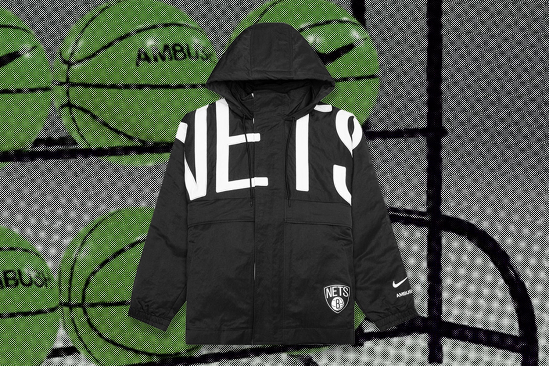 nike x ambush nba collection nets jacket black