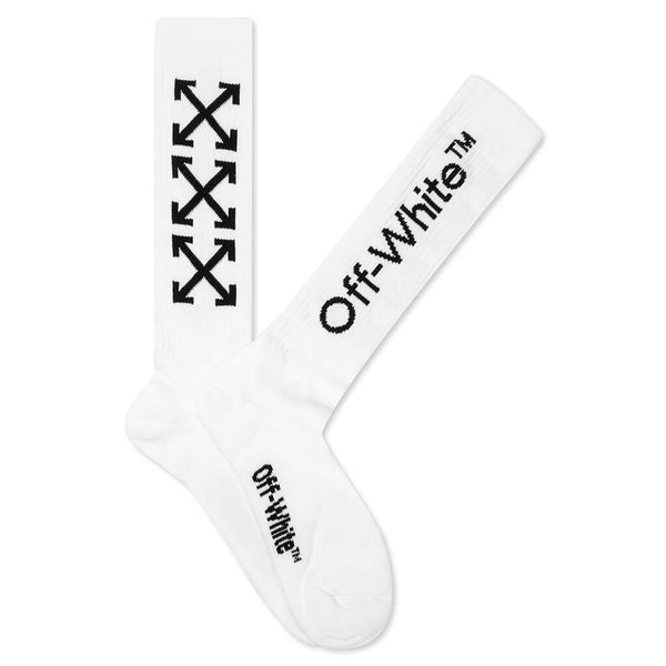 Arrow Mid Calf Socks in white
