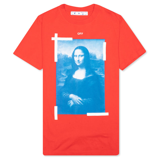 Blue Mona Lisa S/S Slim Tee - Fiery Red/White – Feature