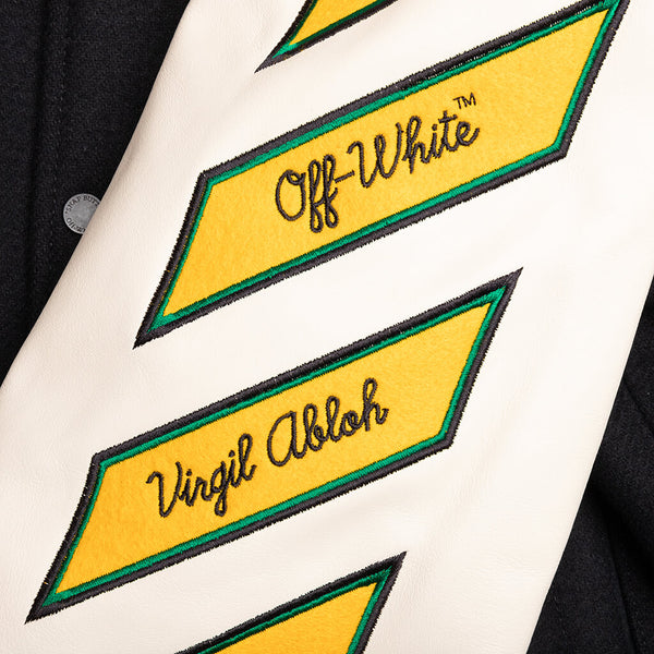 Off-White c/o Virgil Abloh Logo-embroidered Leather Varsity Jacket