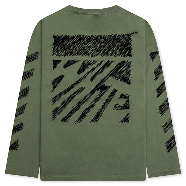 Kids Scribble L/S Tee - Olive/Black – Feature