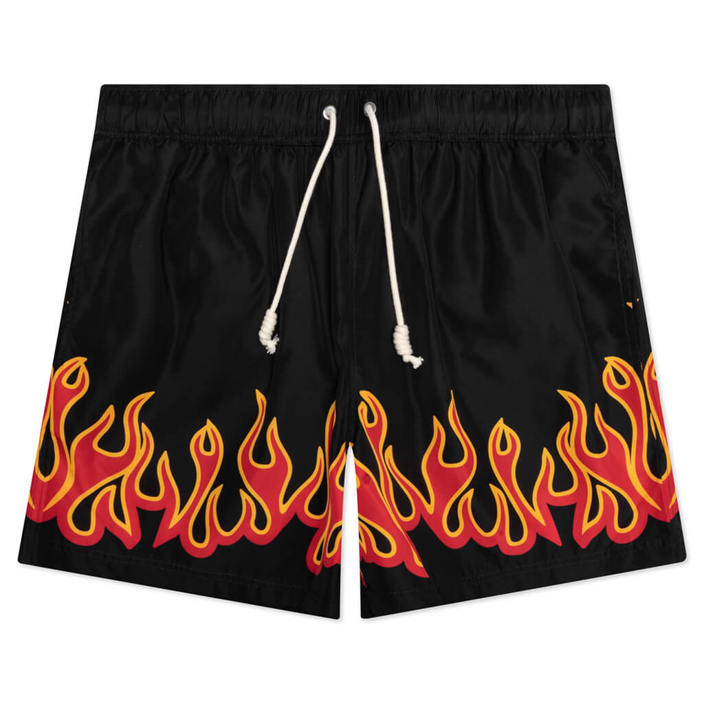 Burning Flames Print Swimshort - Black/Red – Feature