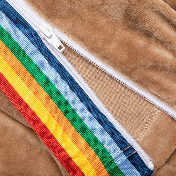 Rainbow Chenille Track Pants - Brown/White