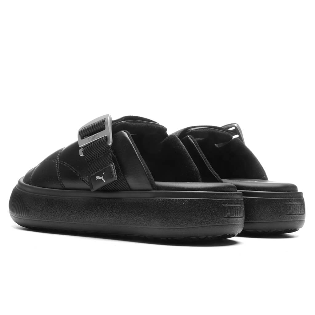 Women s Suede Mayu Mule L Black Silver Feature women-s-suede-mayu-mule-l-black-silver-feature