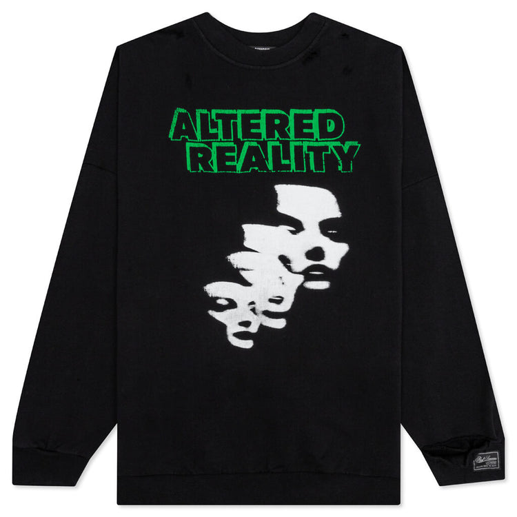 Destroyed Crewneck Sweater with Altered Reality Print - Black 