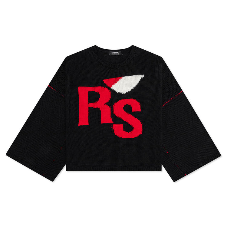 Loose Fit Cropped Wool Jacquard Sweater Black – Feature