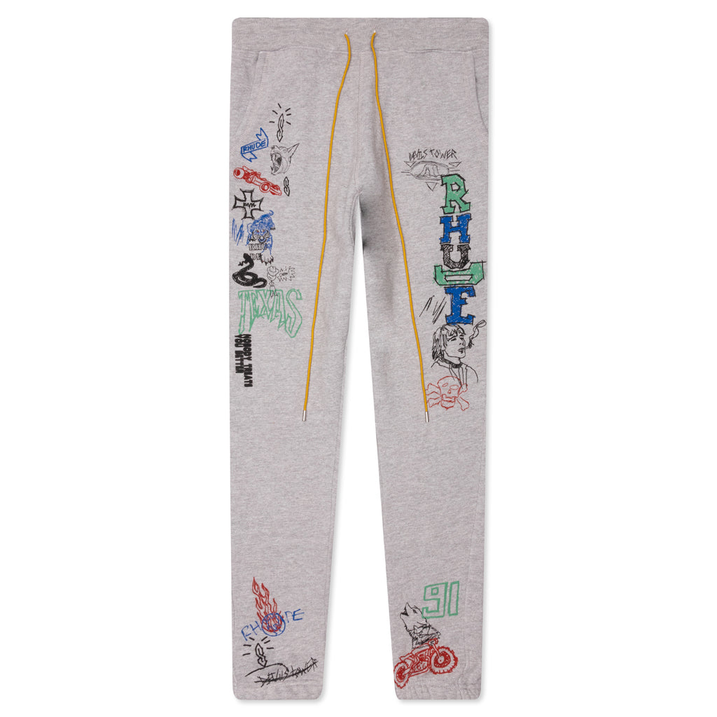 Yellow Doodle Cat Print Men's Joggers