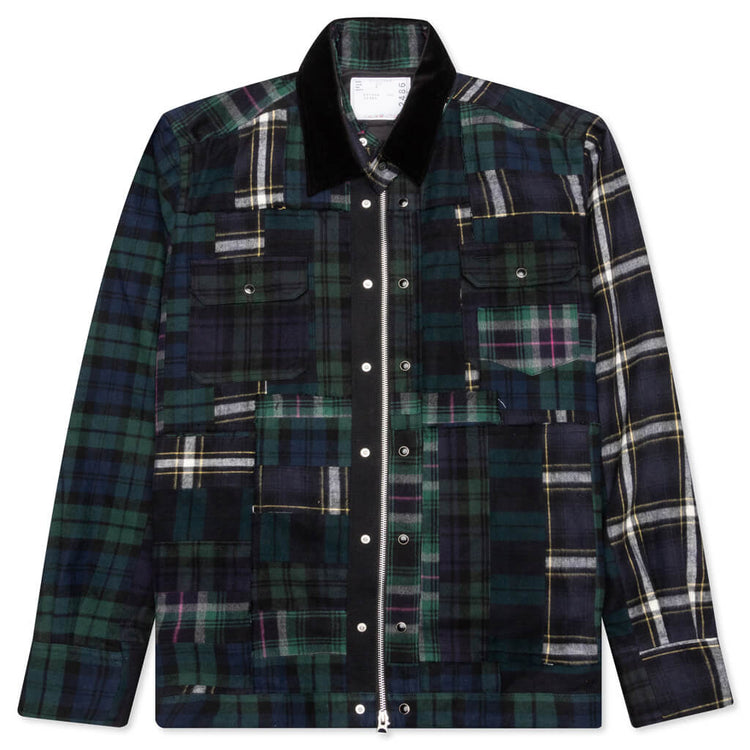 Hank Willis Thomas / Flannel Plaid Mix Blouson - Navy/Green – Feature 