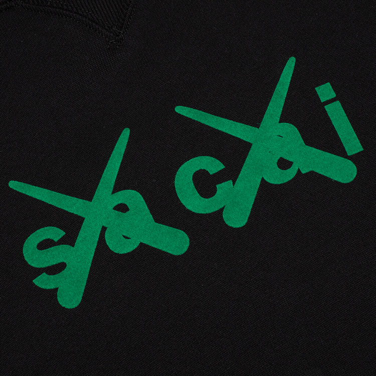 Sacai x Kaws Flock Print Hoodie - Black/Green – Feature