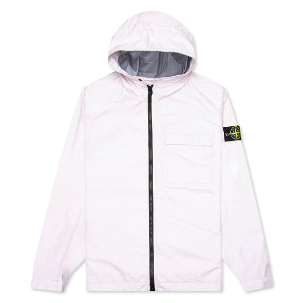 Reversible hooded blouson in flocked nylon