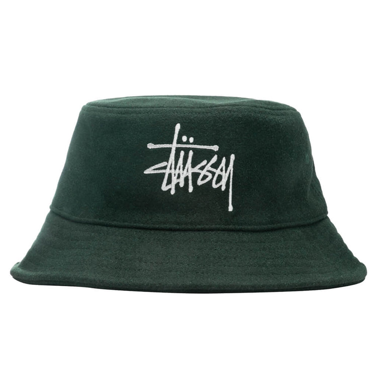 Stüssy Fuzzy Wool Basic Bucket Hat in Forest green Stüssy Bucket Multi Knit Green main image 2