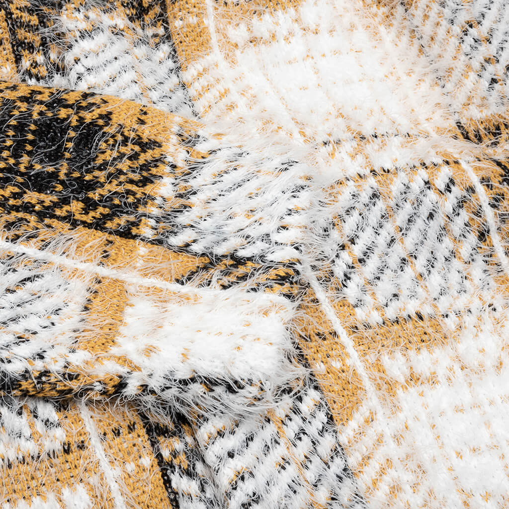 Hairy Plaid Cardigan - Gold – Feature