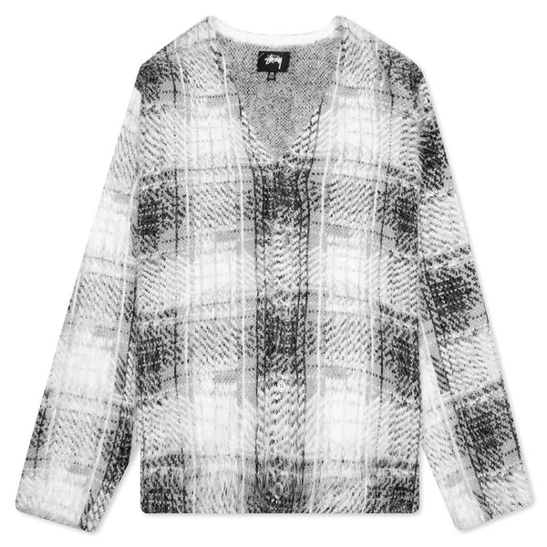 Hairy Plaid Cardigan - White – Feature