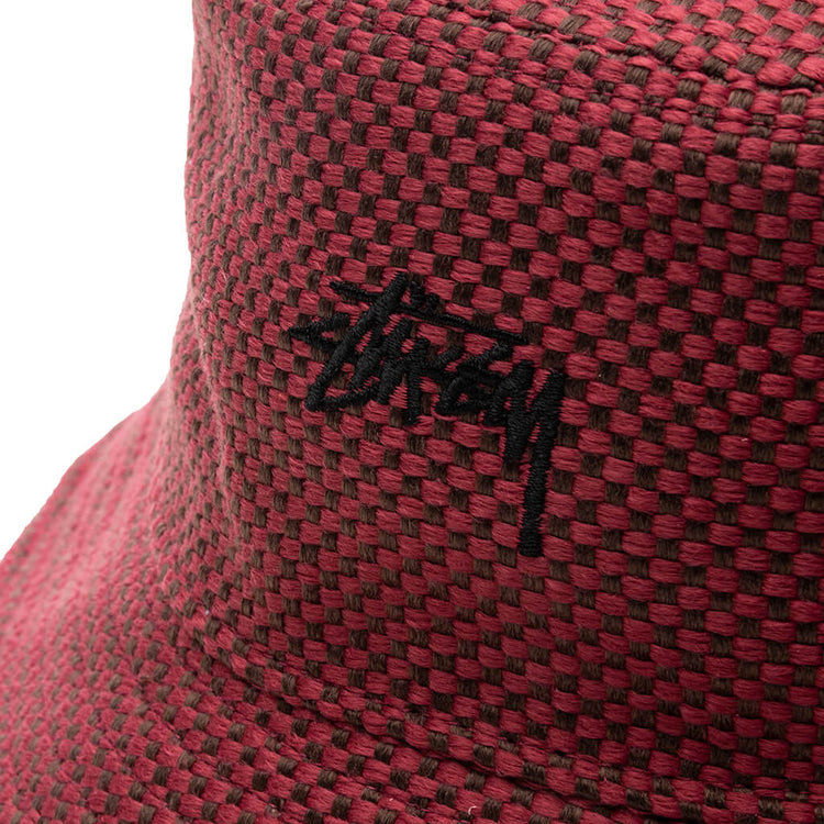 Jute Weave Bucket Hat Red Feature