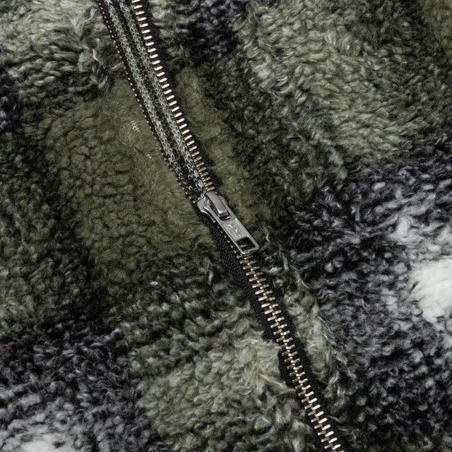 Shadow Plaid Sherpa Zip Shirt - Olive – Feature