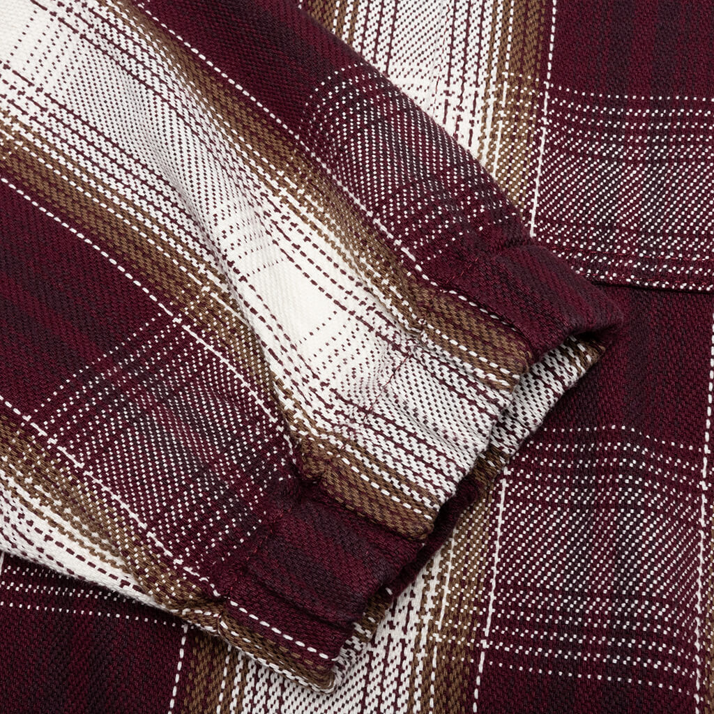 Shadow Plaid Zip Work Jacket - Burgundy – Feature