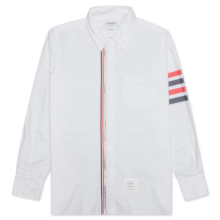 Zip Front Button Down L/S Shirt Red/White/Blue Feature